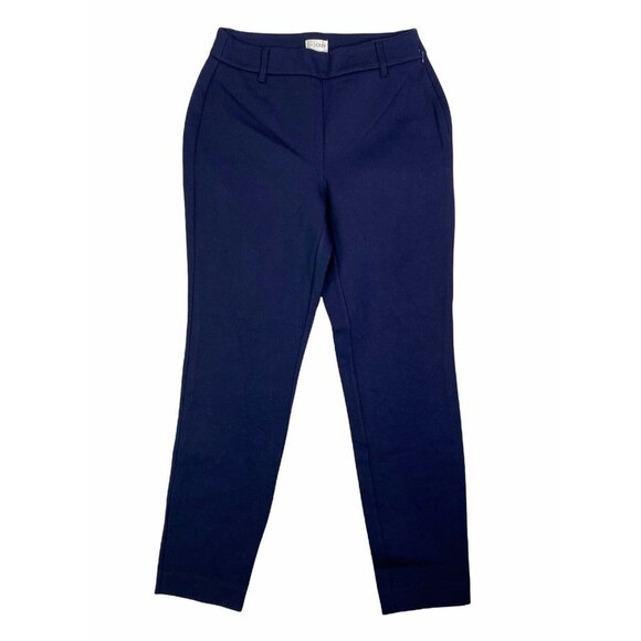 J Crew Womens Ponte Cropped Pants Navy‎ Blue Stretch Pockets Mid Rise 4 New - Picture 1 of 9